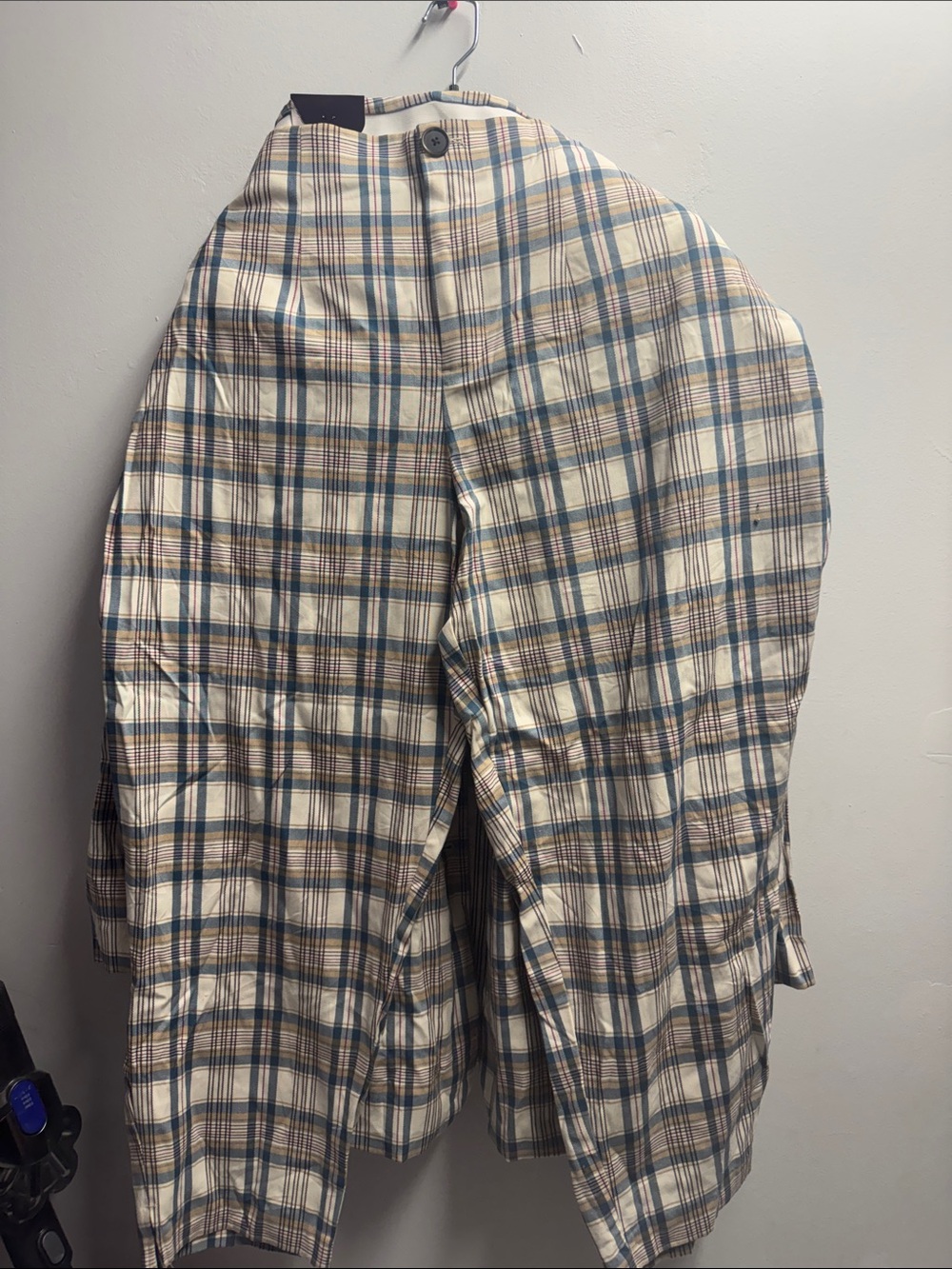 Plus Size Plaid Pants and jacket set - Cream & Blue - Picture 5 of 8